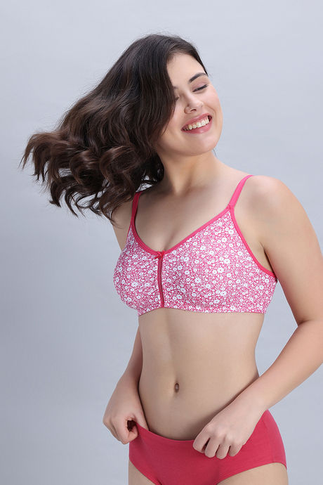 Zivame Double Layered Non Wired 3/4th Coverage Bra - Dark Pink Floral — image 3